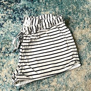 J Crew striped linen drawstring shorts size M
